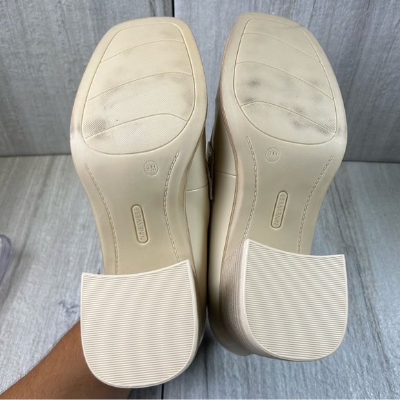 WORN 1x Nine West Avalia Cream Block Platform Heeled Loafer Women’s Size 9 - Picture 8 of 10